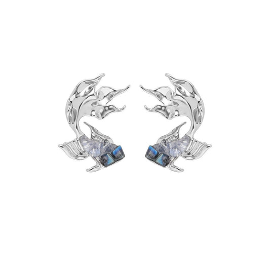 Rafayel Blue Rhinestone Fish Stud Earrings