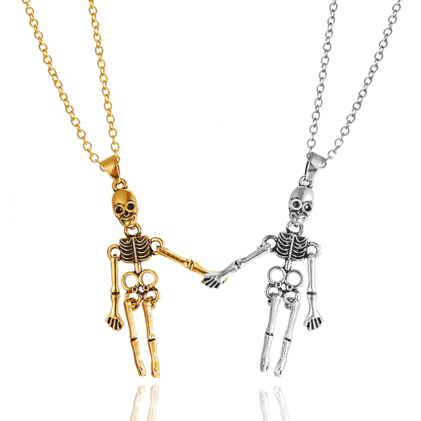 Human Skeleton Alloy Magnetic Couple Necklace