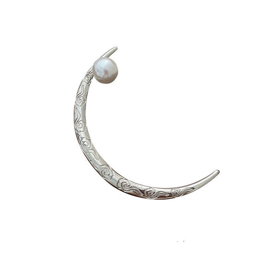 Retro Simple Pearl Crescent-shaped Moon Hairpin