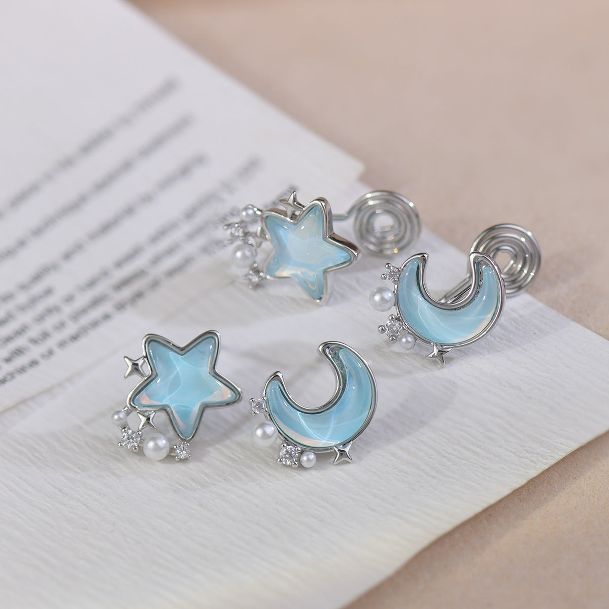 Sweet Girl Blue Star & Moon Earring