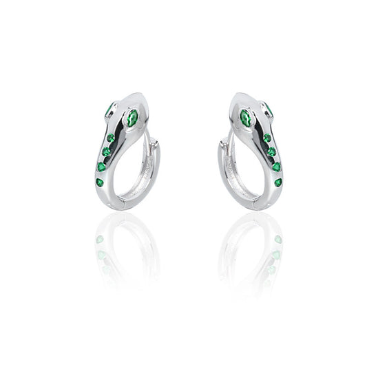 Small Green Chic Snake Hoop Earring