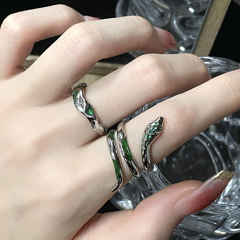 Dark Style Slytherin Snake Open Ring