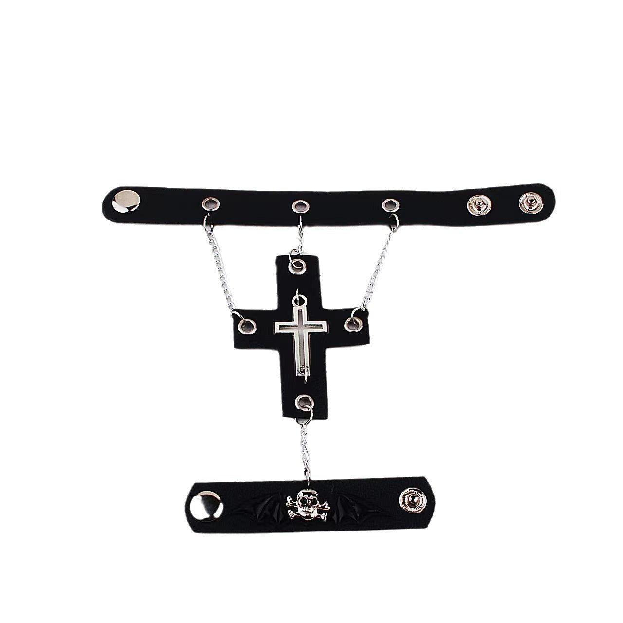 Gothic Style Punk Girl Black Cross Bracelet