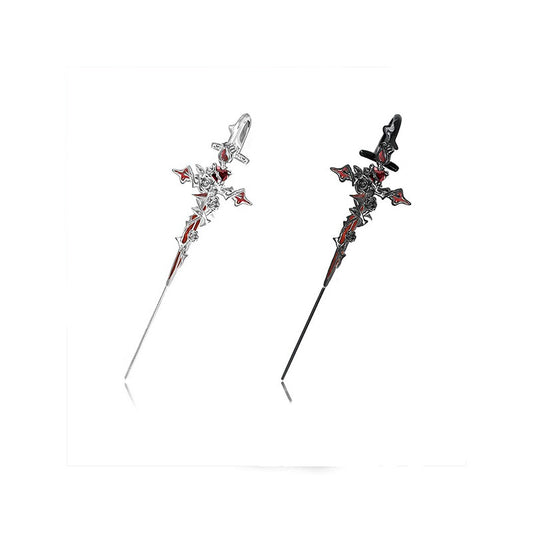 Gothic Y2K Unisex Fallen Angel Sword Alloy Stud Earring