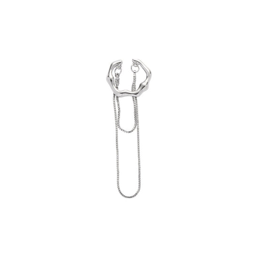 Unisex Silver Chic Long Chains Cuff Earring (no ear piercing)