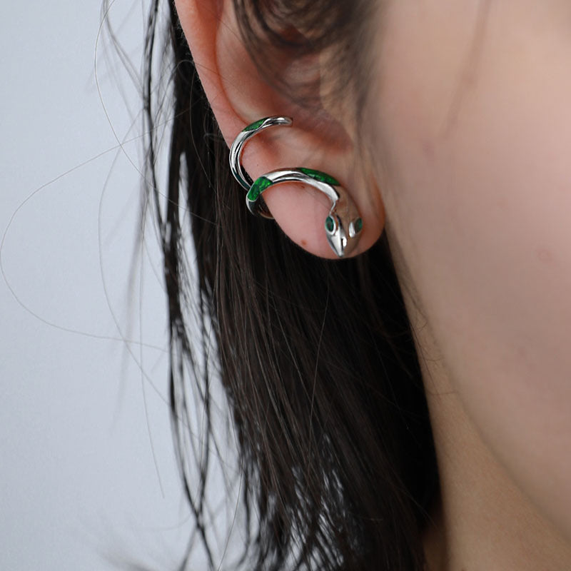 Y2K Chic Green Snake Ear Stud