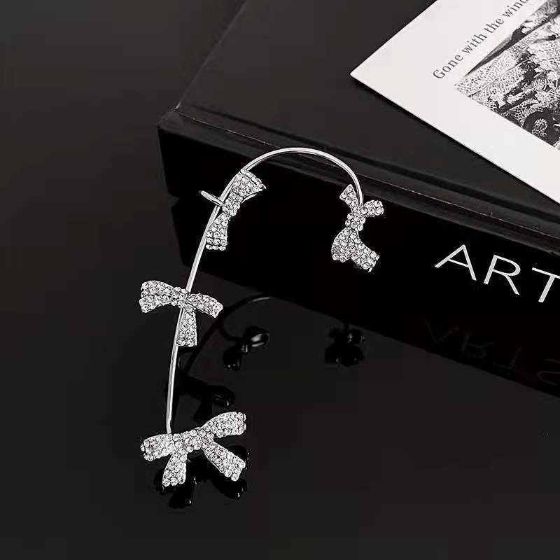 Sweet Girl Rhinestone Bow Ear Cuff