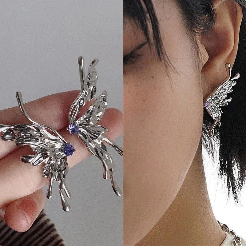 Designer Girl Sliver Butterfly Ear Stud