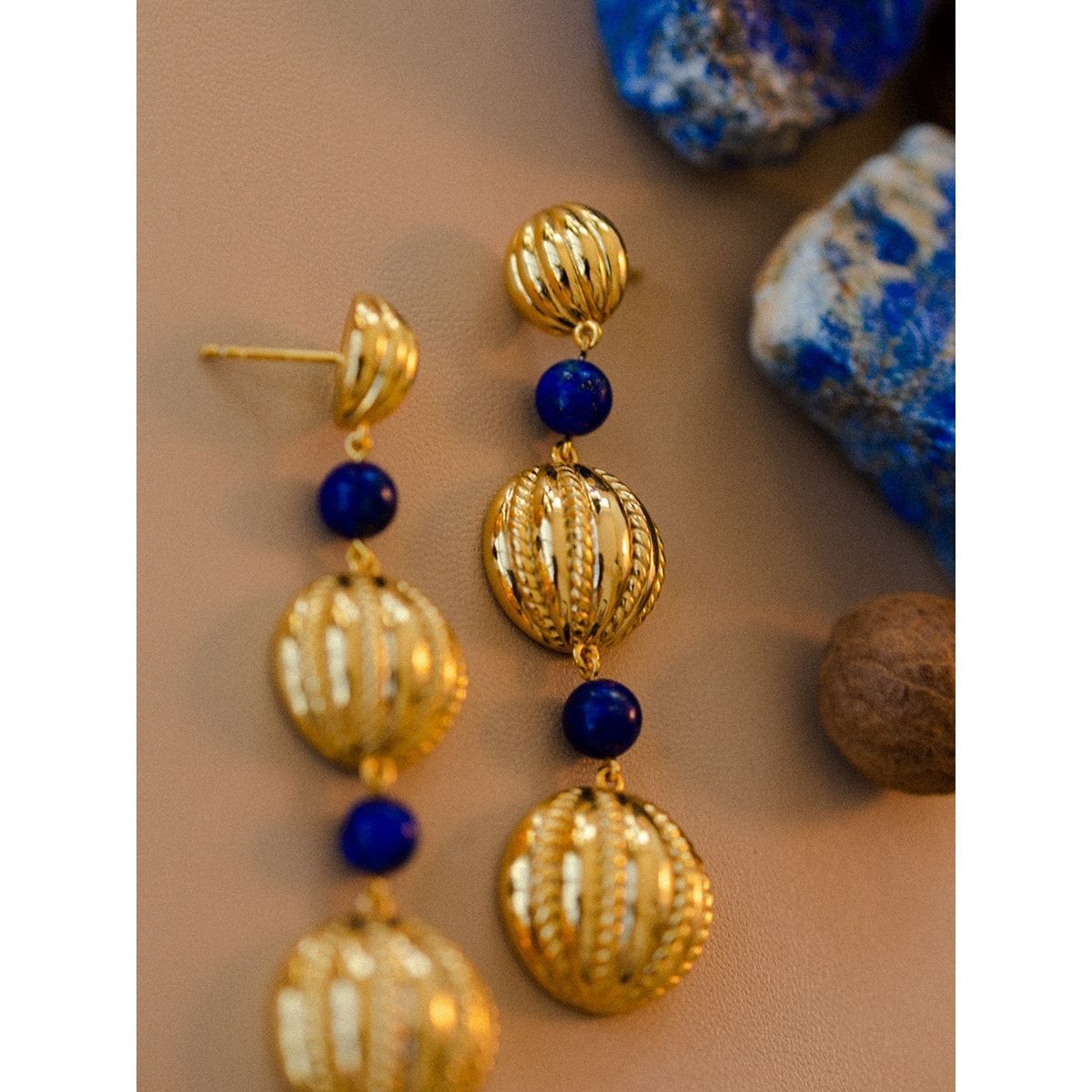 Vintage Chic Copper and Blue Stone Drop Earring