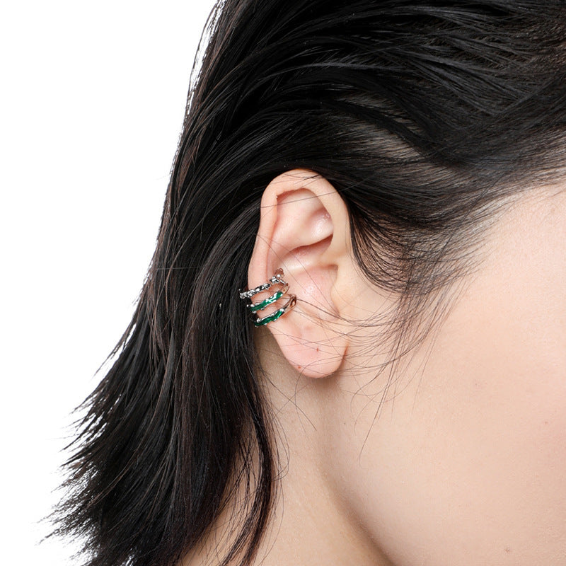 Green Snake Slytherin Three Layers Ear Cuff