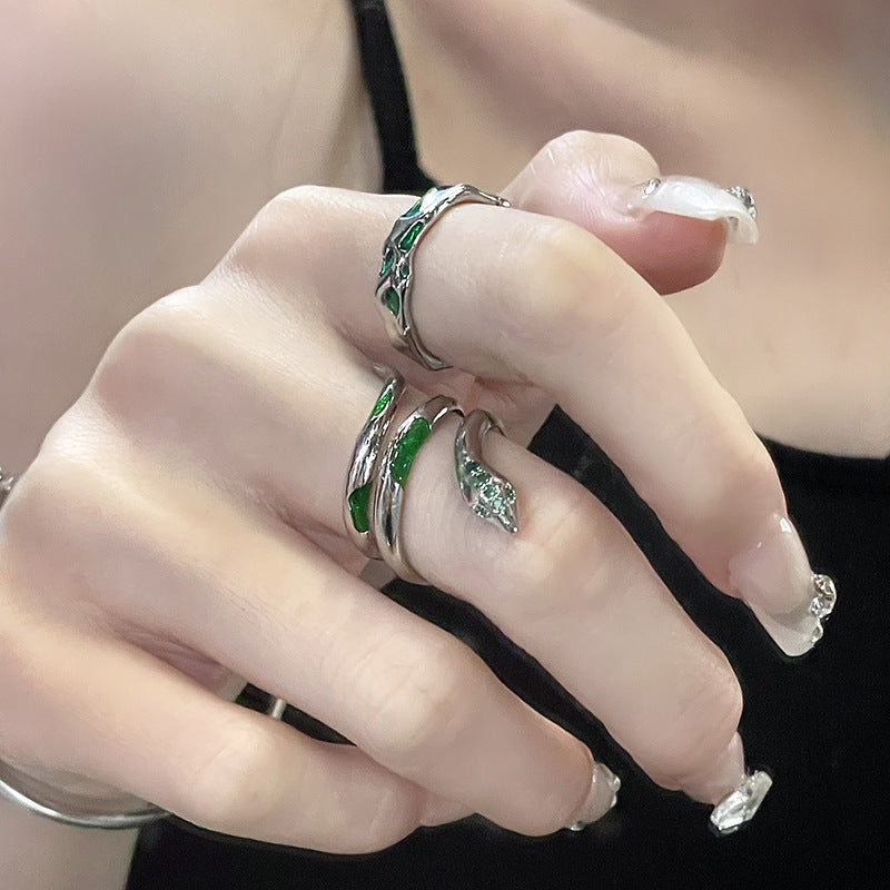 Dark Style Slytherin Snake Open Ring