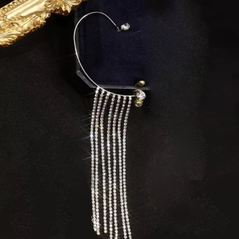 Fancy Women Long Tassel Rhinestone Cuff Earring