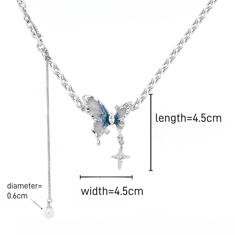 Blue and White Butterfly Necklace