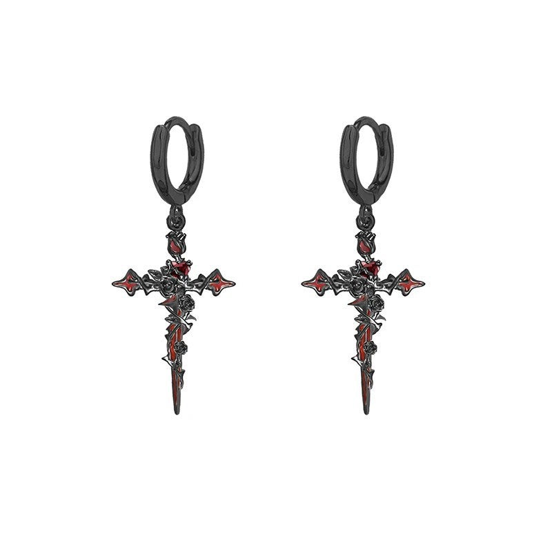 Gothic Y2K Unisex Fallen Angel Sword Alloy Stud Earring