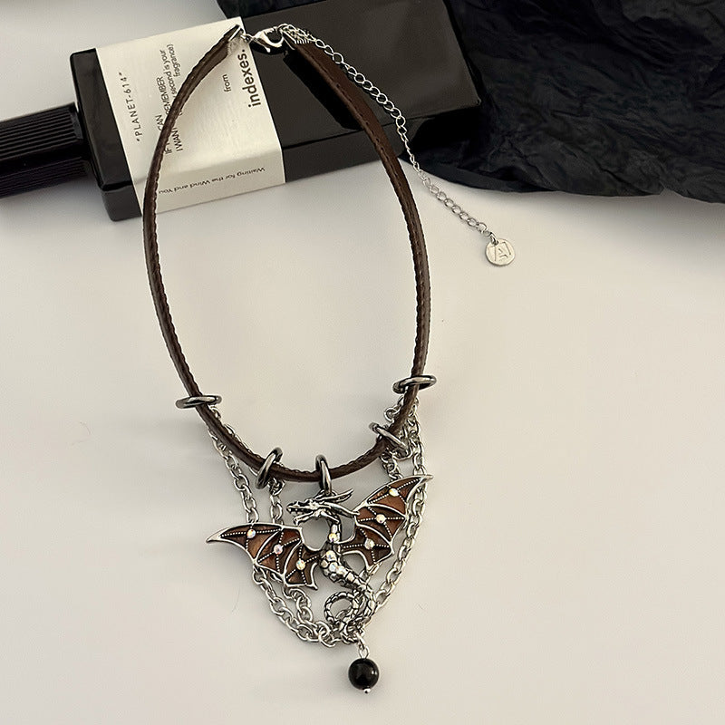 Chic Y2k Spicy Girl Brown Dragon Choker Necklace