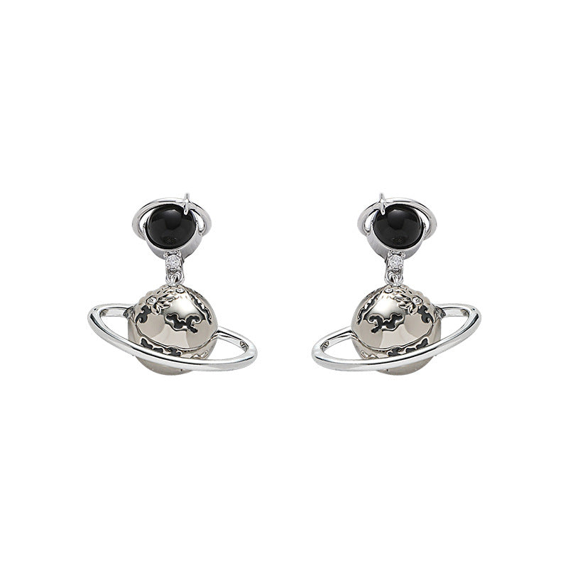 Designer Silver Planet Ear Stud