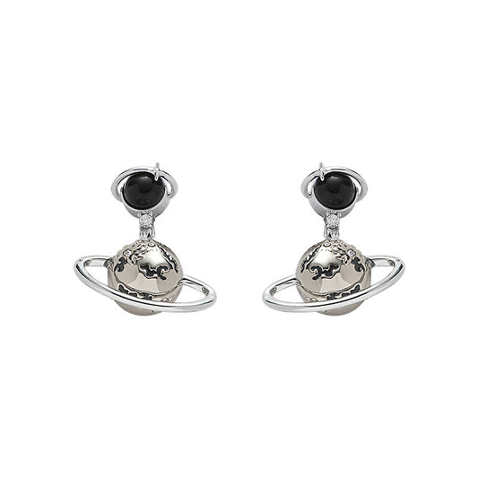 Designer Silver Planet Ear Stud