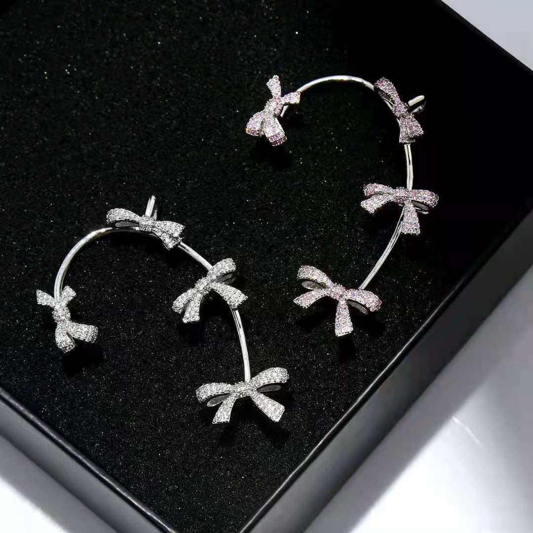 Sweet Girl Rhinestone Bow Ear Cuff