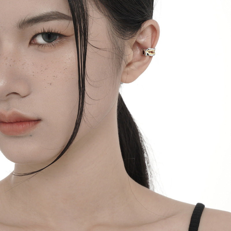 S925 Silver Sweet Girl Designer Gold Ear Cuff (single one)