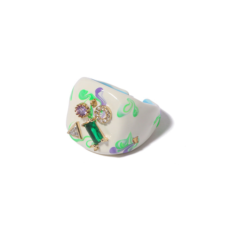 Y2K Designer Cute Girl Hand-painted Ring