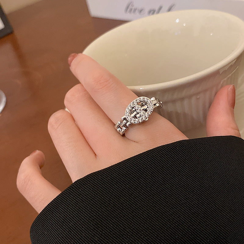 Women Zircon Chain Adjustable Ring