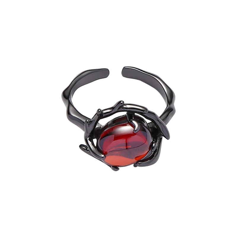 Chic Dark Red Unique Gothic Unisex Open Ring