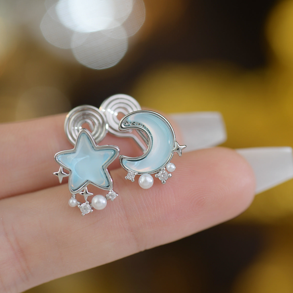 Sweet Girl Blue Star & Moon Earring