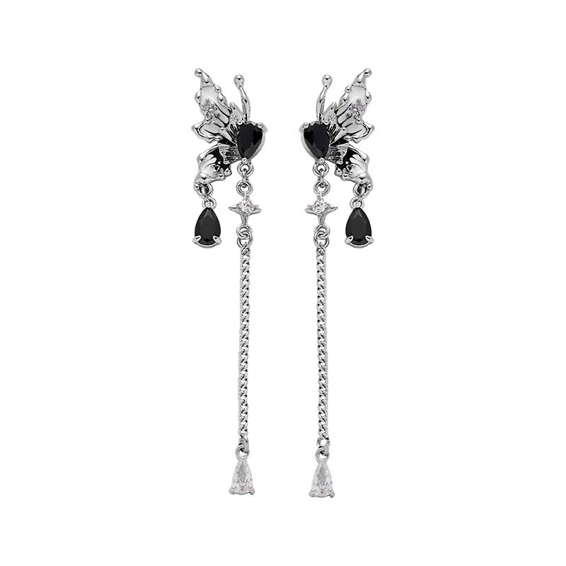 Beautiful Butterfly Long Tassel Zircon Ear Studs