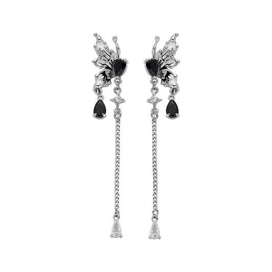 Beautiful Butterfly Long Tassel Zircon Ear Studs