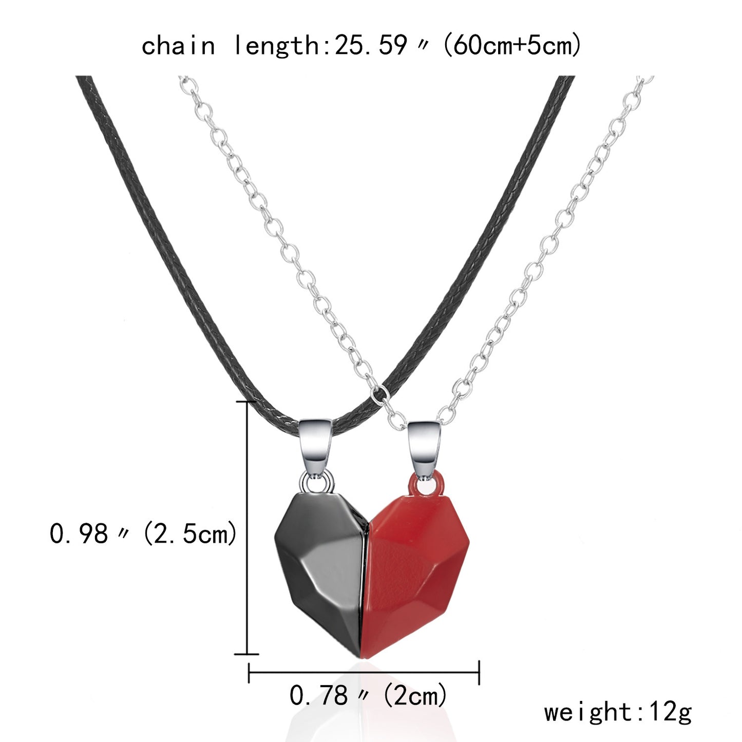 Heart Metal Magnetic Couple Necklace