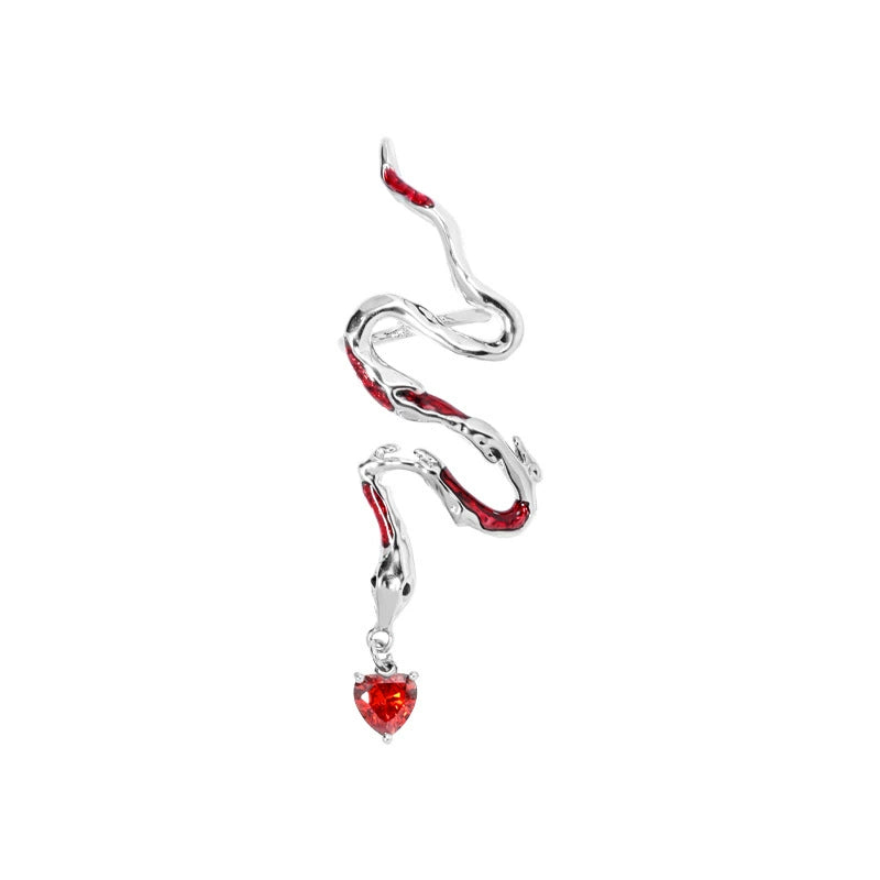 Designer Red Snake Rhinestone Stud Earrings