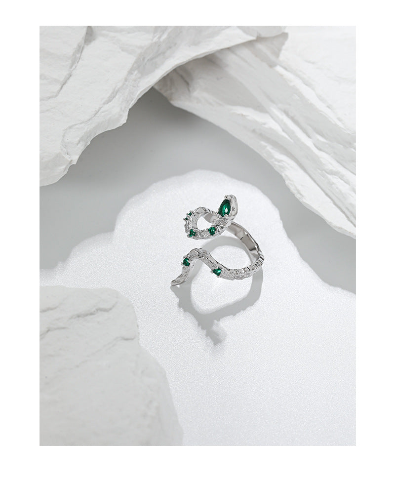 Slytehrin Snake S925 Silver Green Zircon Ring