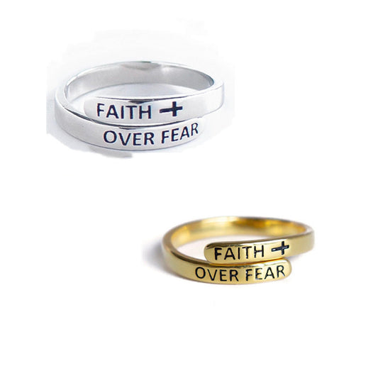 Faith Over Fear S925 Silver Open Rings