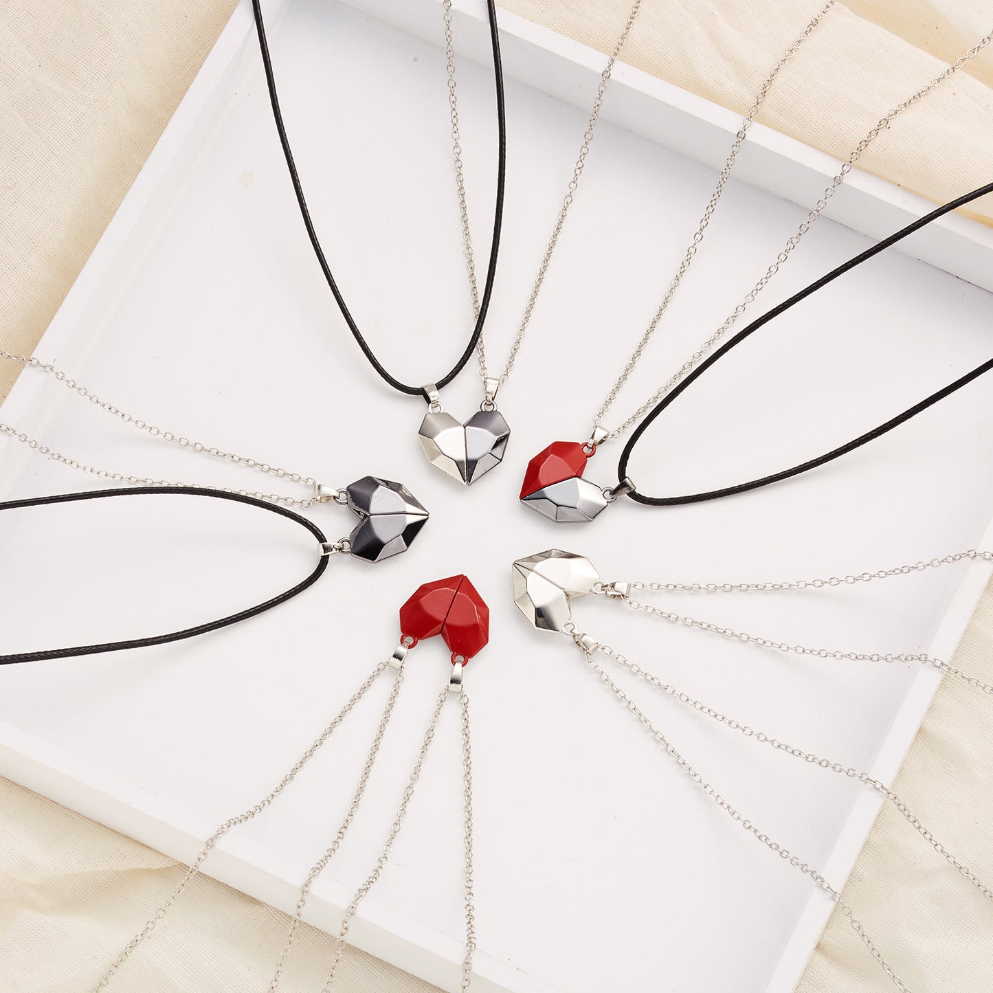 Heart Metal Magnetic Couple Necklace