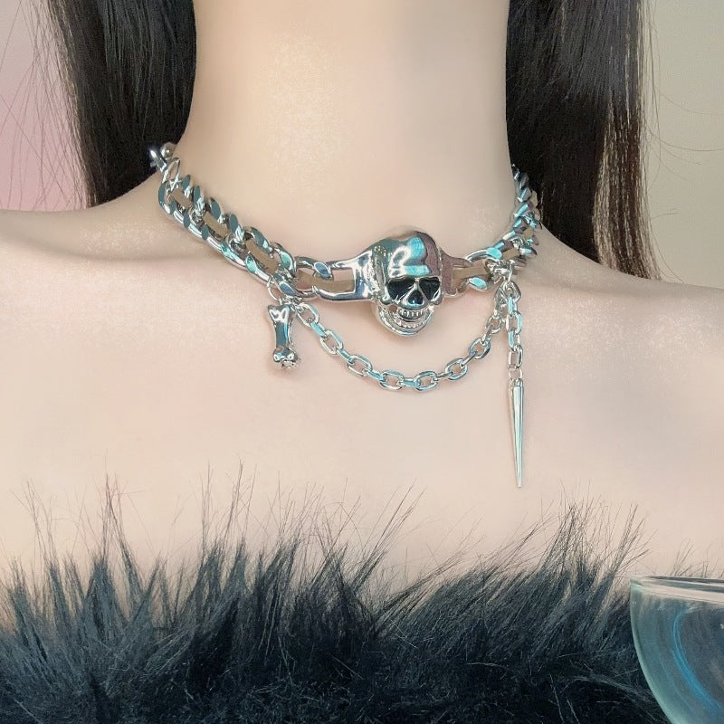 Punk Unisex Skull Metal Choker Necklace