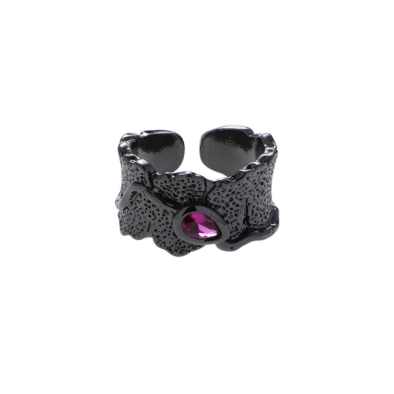 Dark Gothic Purple Rhinestone Ring