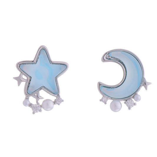 Sweet Girl Blue Star & Moon Earring