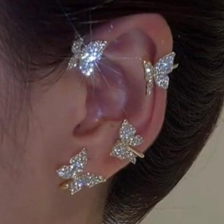 Super Flashing Butterfly Cuff Earrings Diamond Earrings No Piercing