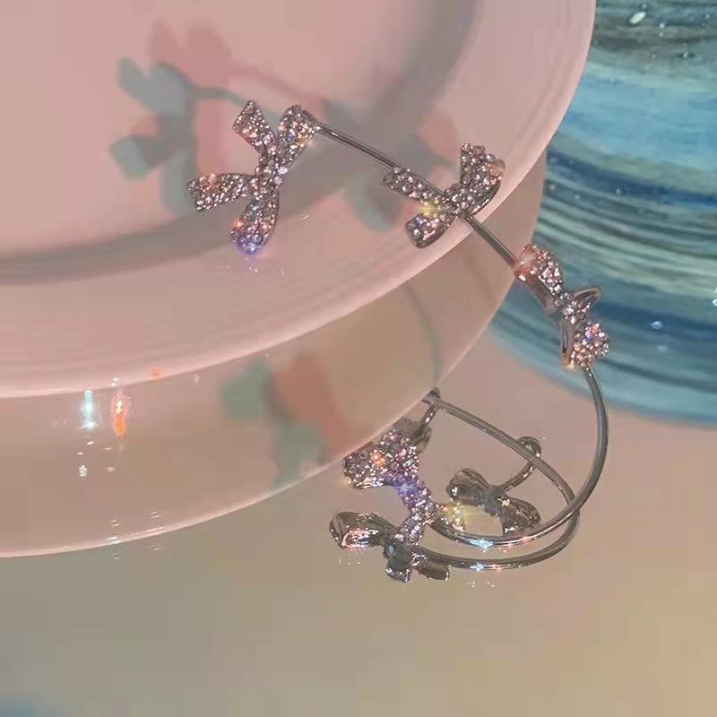 Sweet Girl Rhinestone Bow Ear Cuff