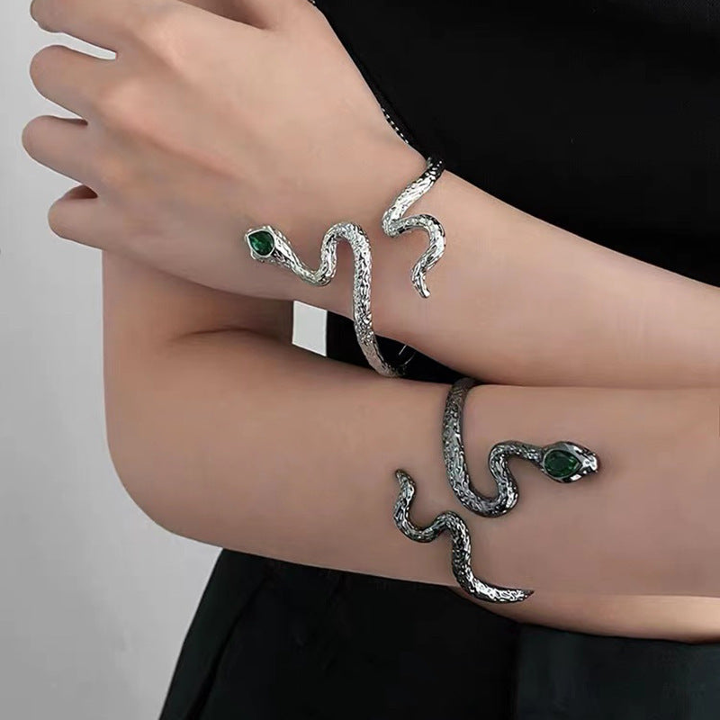 Slytherin Snake Green Eye Metal Bracelet