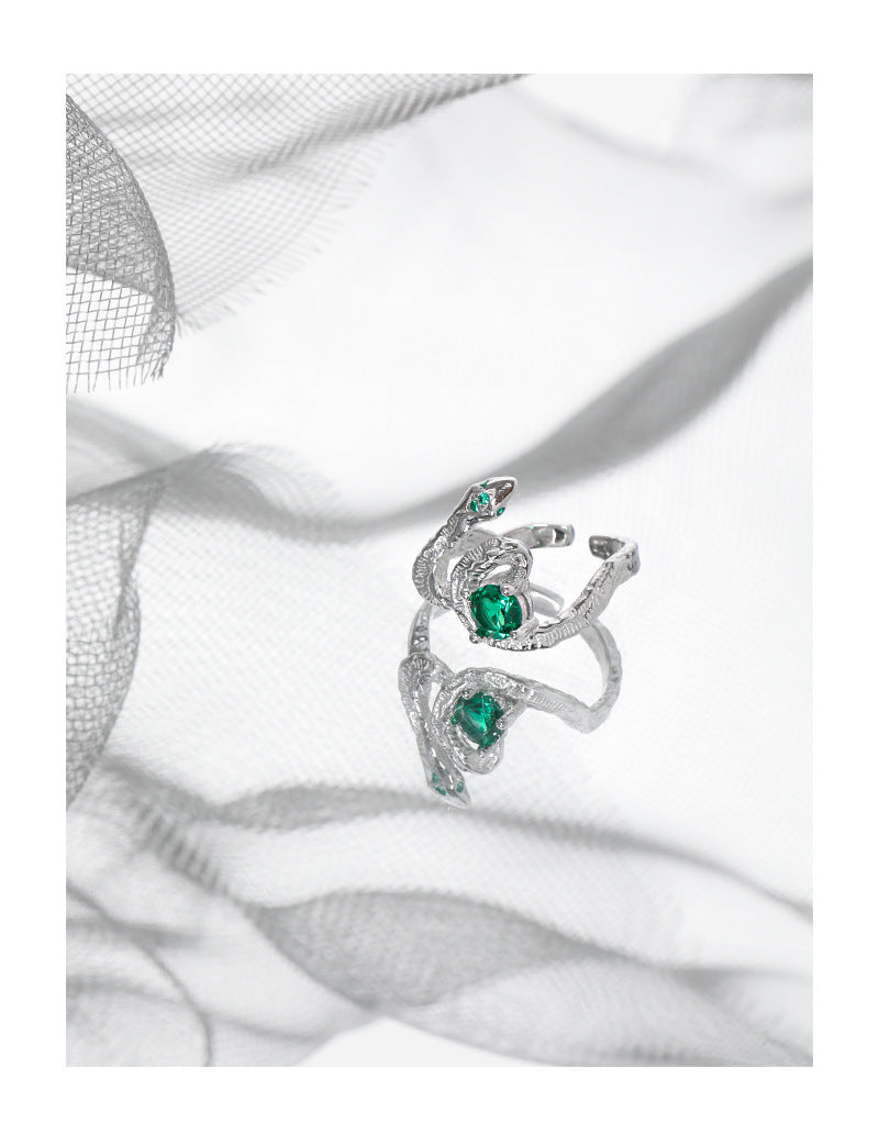 Slytehrin Snake S925 Silver Green Zircon Ring