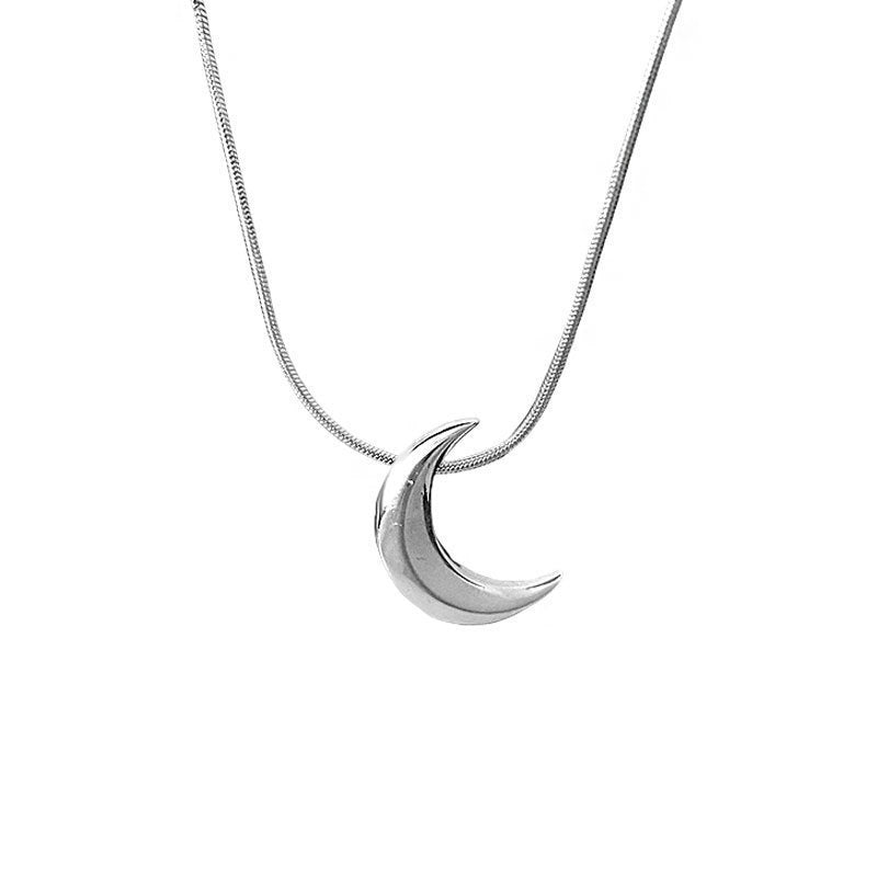 S925 Silver Women Elegant Half Moon Necklace