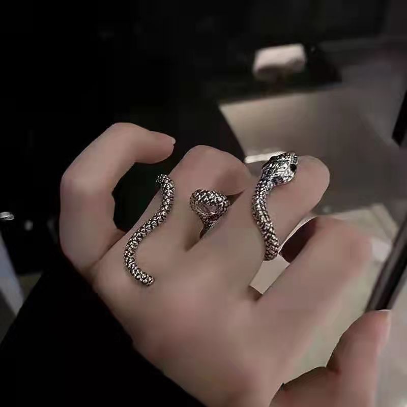 Designer Unisex Silver Chic Slytherin Open Ring for Two Fingers