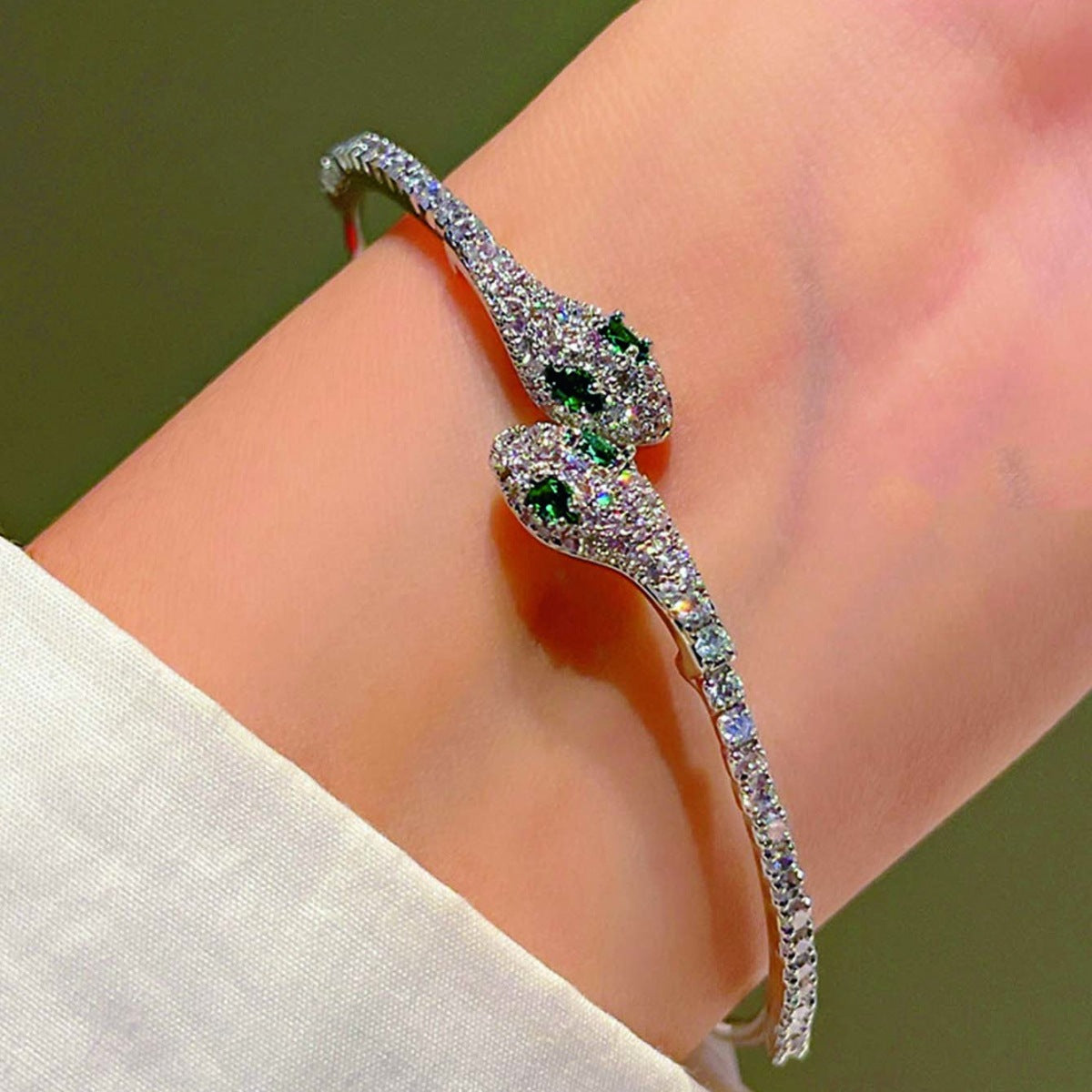 Shining Snake Bracelet Silver