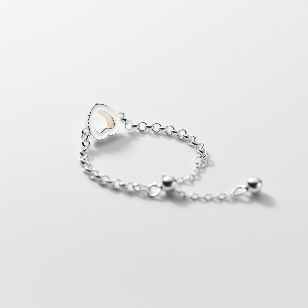 Heart-shaped S925 Silver Moonstone Silver Chain Ring