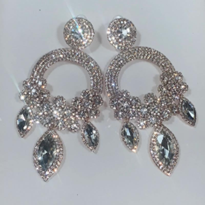 Queen Large Party Flower Rhinestone Earring