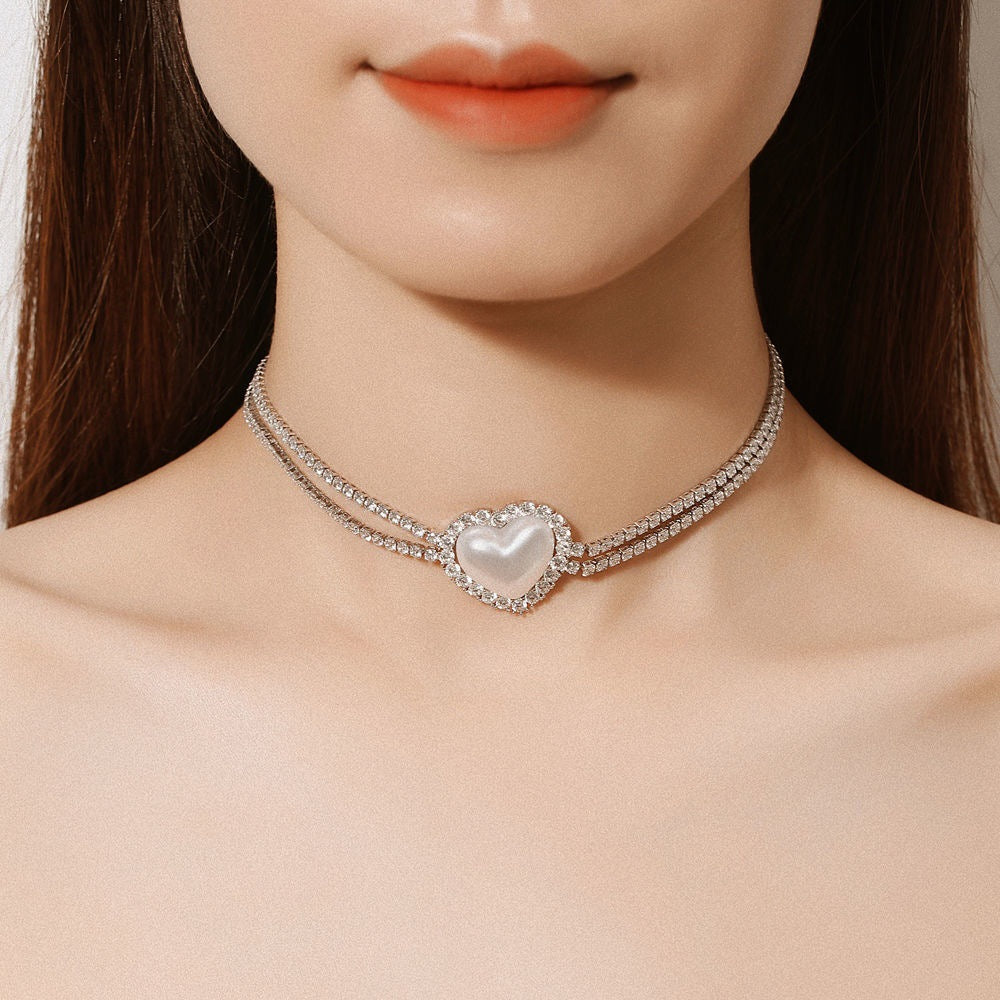 Women Fashion Rhinestone Love Choker