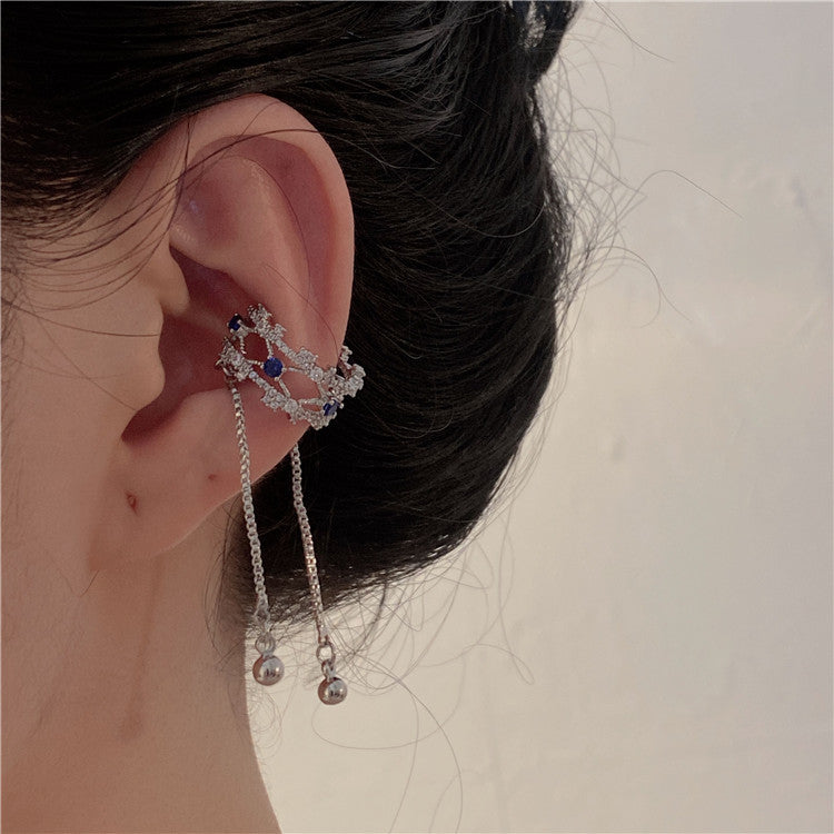 Fancy Girl Blue Zircon Tassel Ear Cuff