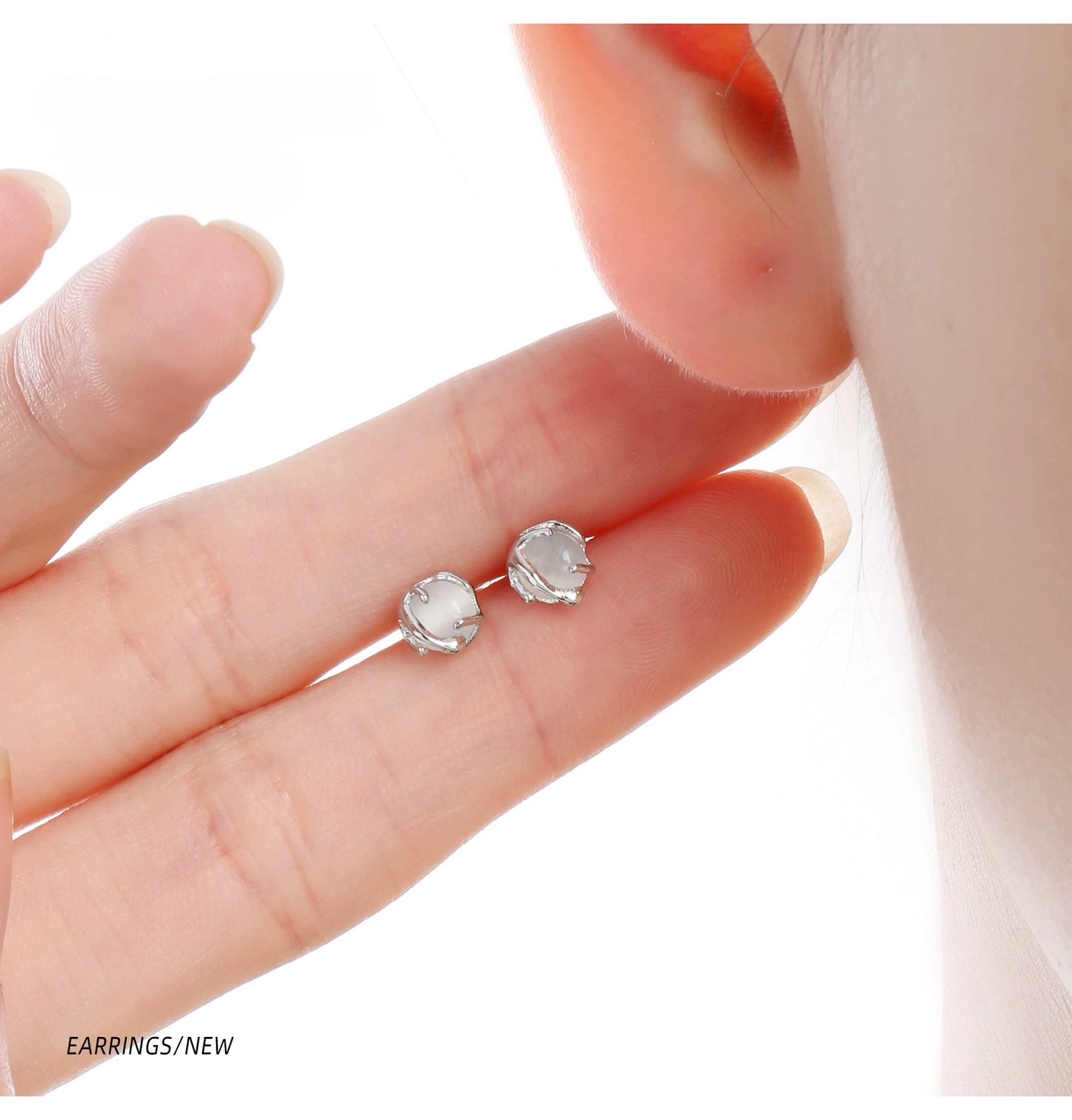 Mini Simple Round White Stud Earrings