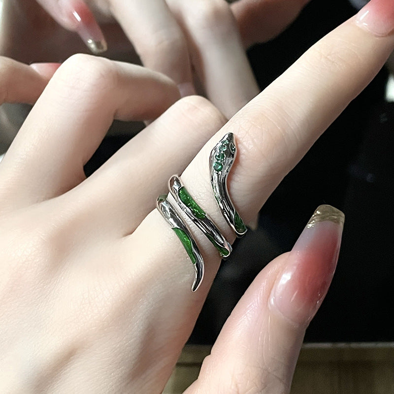 Dark Style Slytherin Snake Open Ring